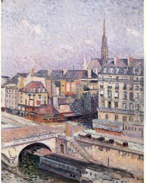 La Sainte Chapelle Et Le Quai Des Orfevres, Circa 1900 Oil Painting - Maximilien Luce