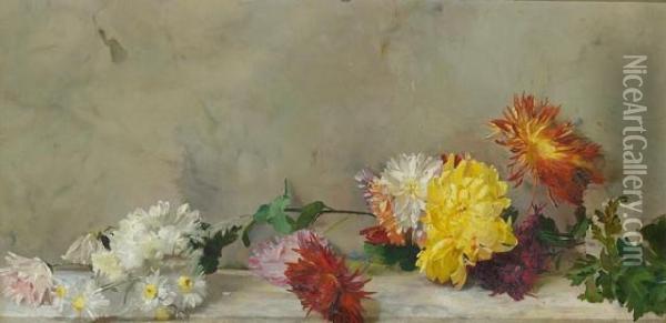 The Glory Of Chrysanthemums Oil Painting - Tom Roberts