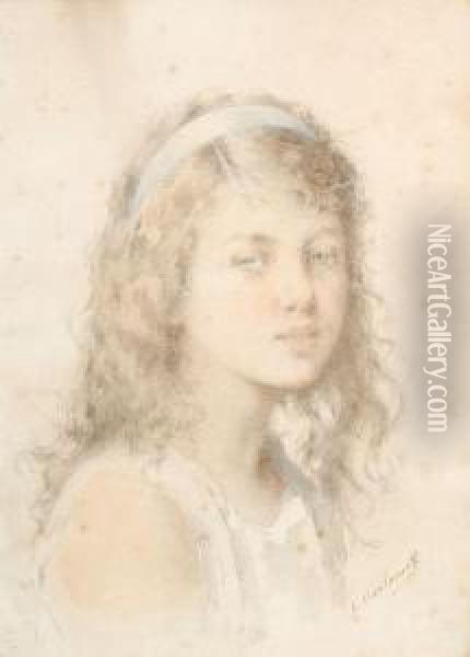 The Artist's Daughter Oil Painting - Alexei Alexeivich Harlamoff