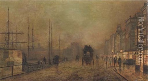 Glasgow Docks Oil Painting - Louis H. Grimshaw