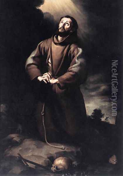 St Francis of Assisi at Prayer 1645-50 Oil Painting - Bartolome Esteban Murillo