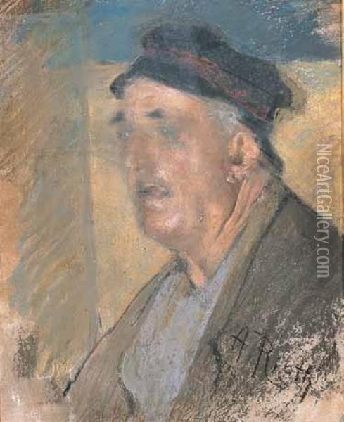 Ritratto Di Uomo Con Cappello Oil Painting - Arturo Rietti