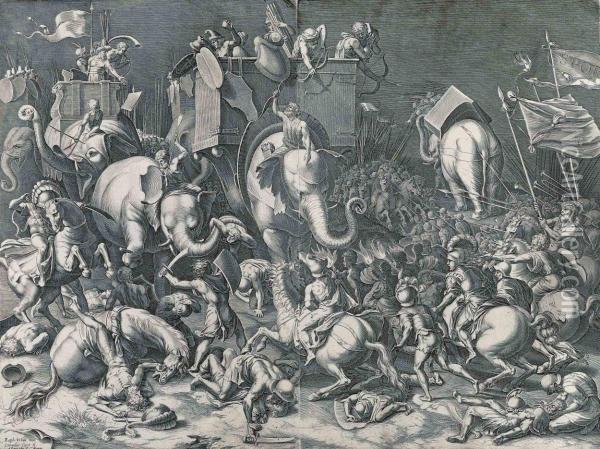 The Battle Of Scipio Against Hannibal Oil Painting - Cornelis Cort