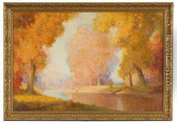 Autumn Landscape Oil Painting - Frederick Rushing Roe
