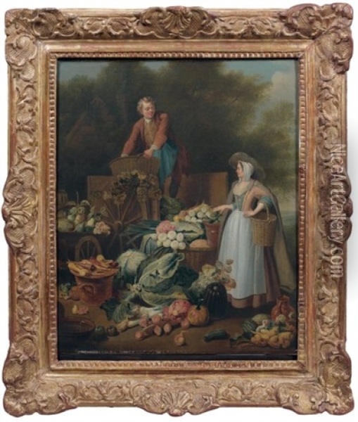 La Marchande De Legumes Oil Painting - Francois Louis Watteau