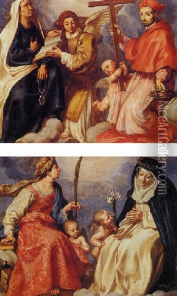 Saints Catherine Of Alexandria And Catherine Of Siena Oil Painting - Rutilio Manetti