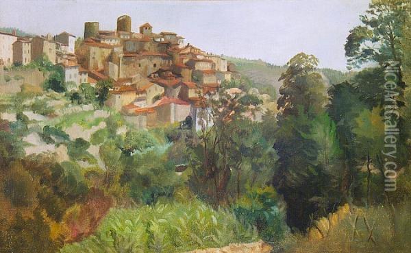 Italian Hilltown Oil Painting - Hilda Carline