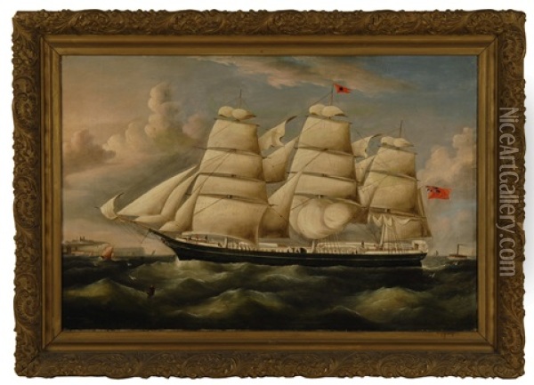 Portrait Of The Black Ball Line Ship Legion Of Honour Oil Painting - Richard B. Spencer