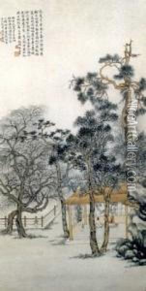 Landscape After Wen Zhengming Oil Painting - Jin Cheng