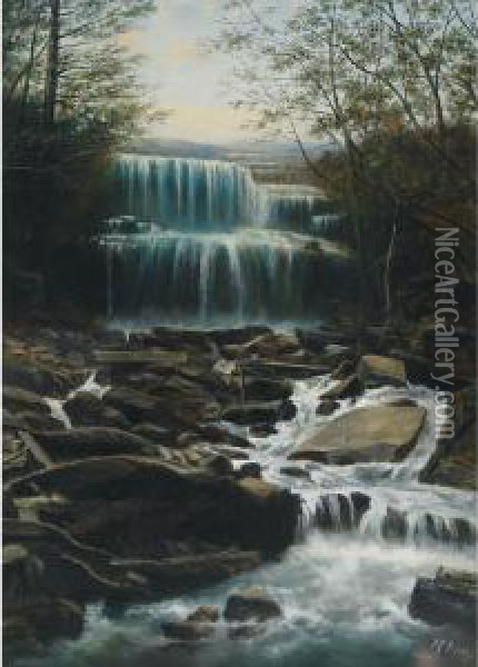 Falls At Waterdown Oil Painting - Henry Nesbitt Mcevoy