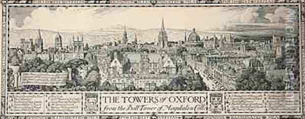 The Towers of Oxford from the Bell Tower of Magdalen 1908 Oil Painting - Edmund Hort New