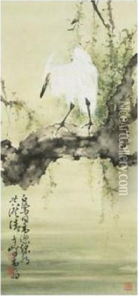 Egret Oil Painting - Gao Qifeng
