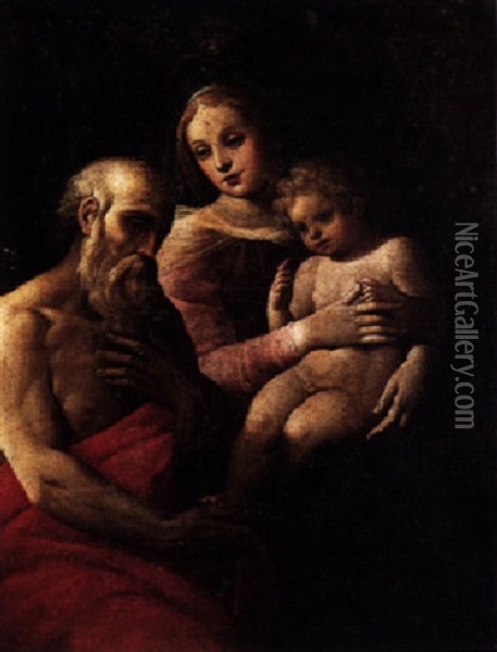 The Madonna And Child With Saint Jerome Oil Painting - Giuseppe Cesari
