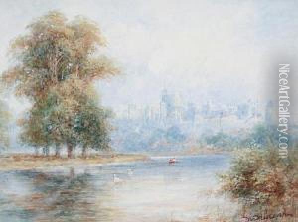Windsor Castle From The River Oil Painting - Walter Duncan