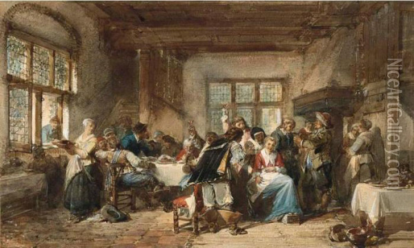 In The Tavern Oil Painting - Herman Frederik Carel ten Kate