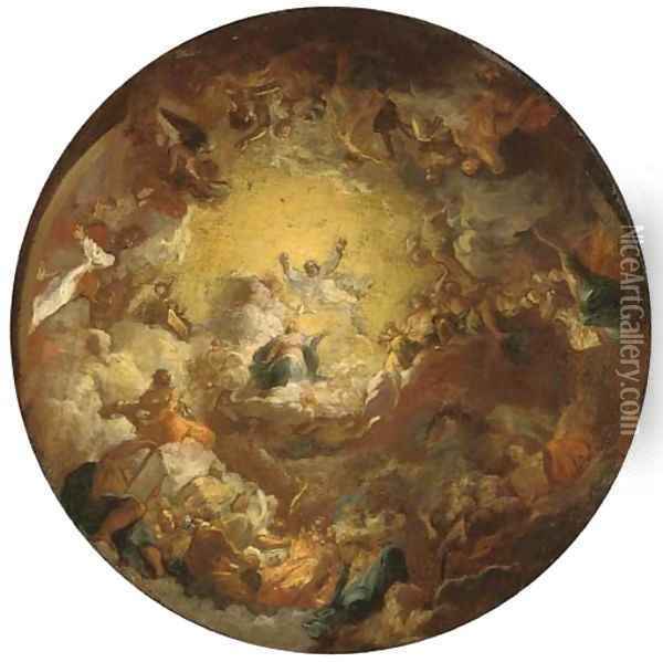 The Assumption of the Virgin a modello for a domed ceiling Oil Painting - Antoine The Younger Berthelemy