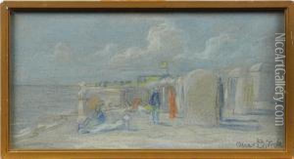 Badhytter Oil Painting - Gustav Oscar Bjorck