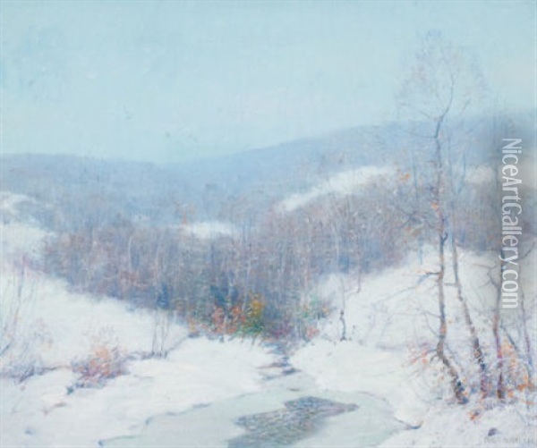 A White Winter's Blanket Oil Painting - Ernest Albert