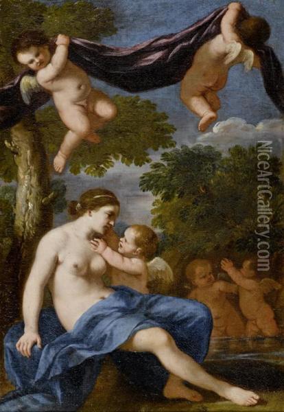 Venus And Cupid Oil Painting - Giacinto Gimignani