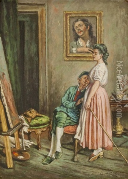 La Stanza Del Pittore Oil Painting - Luigi Rossi