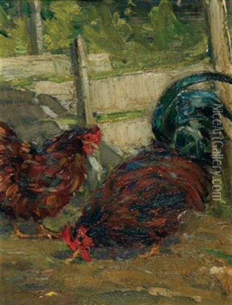 The Greedy Cock Oil Painting - Elizabeth Annie Mcgillivray Knowles