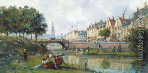 Le Canal De Gand Oil Painting - Gustave Mascart