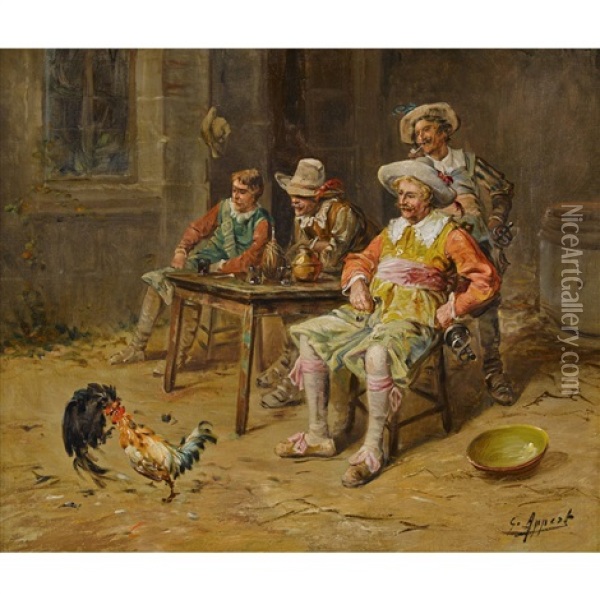 Der Hahnenkampf Oil Painting - George Appert
