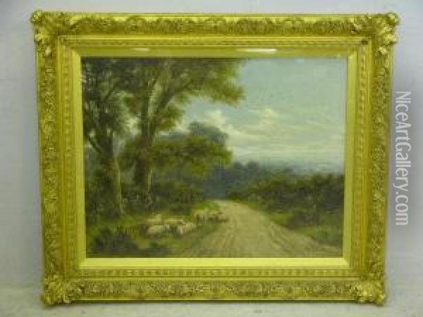 A Lane, 
Shere, 
Surrey Oil Painting - Charles Henry Passey