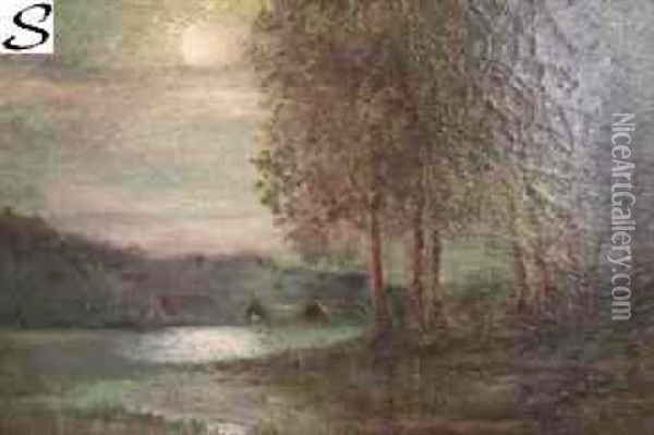 Silvery Moonlight Oil Painting - George Henry Bogert