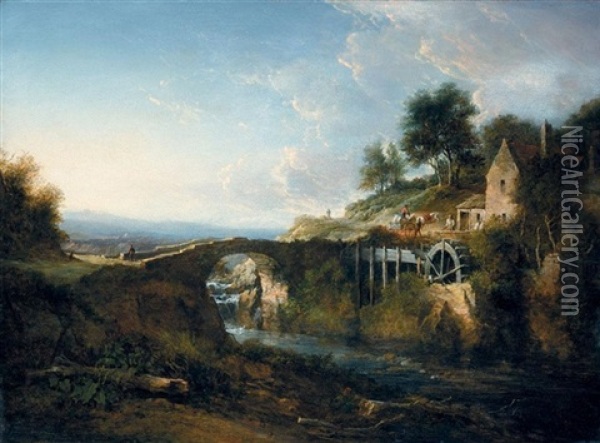 A Watermill In Angusshire Oil Painting - Alexander Nasmyth