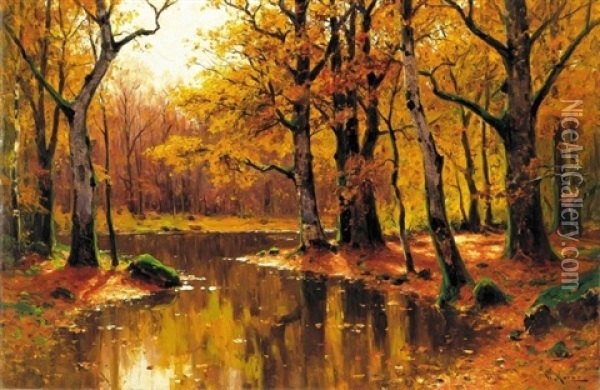 Oszi Erdo (autumn Forest) Oil Painting - Walter Moras