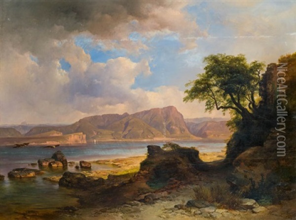 Blick Auf Den Gardasee Oil Painting - Anton Hansch