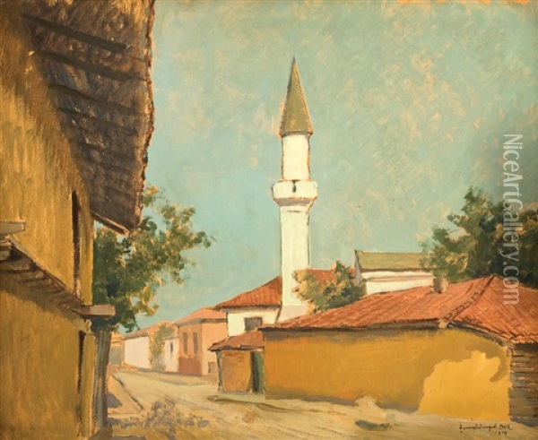 Street In Bazargic Oil Painting - Gheorghe Zamphiropol Dall