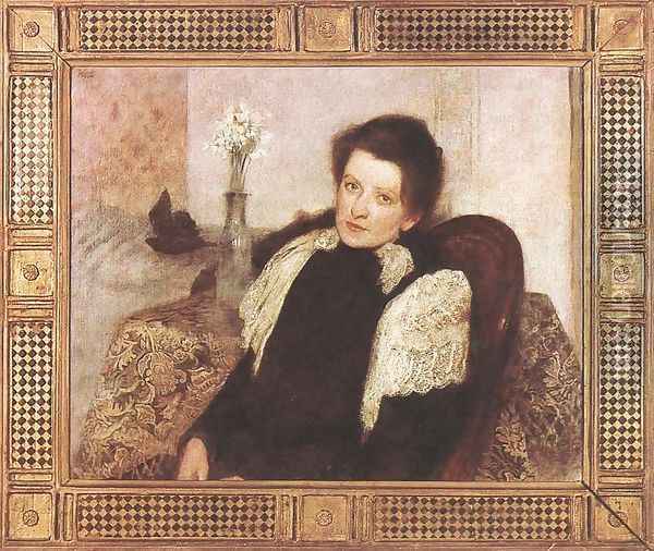 Portrait of the Artists Wife 1896 Oil Painting - Aladar Korosfoi-Kriesch