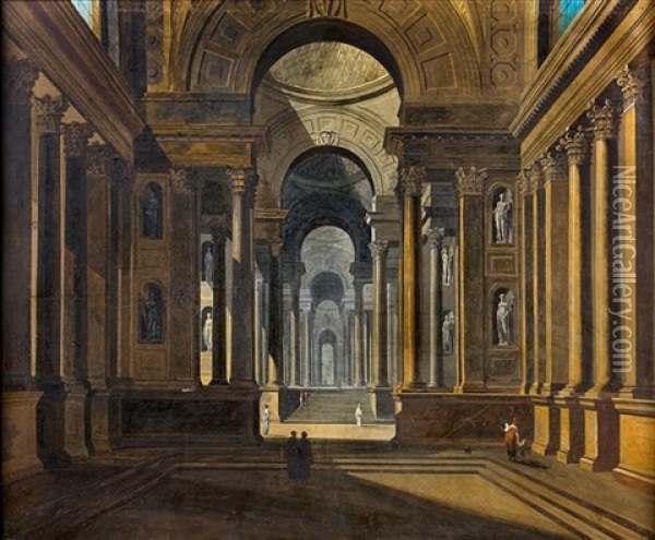 Interieur De Palais Baroque Oil Painting - Giuseppe Bernardino Bison