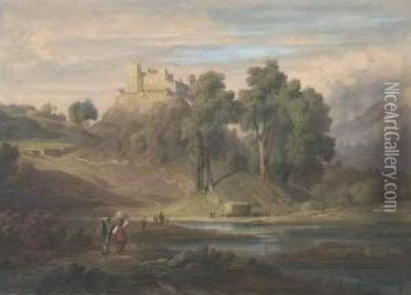 View Of Neuschwanstein Oil Painting - August Seidel
