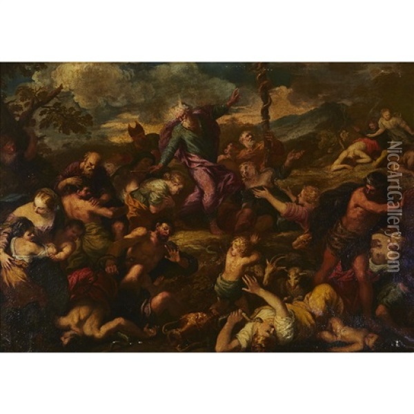 Moses And The Brazen Serpent Oil Painting -  Tintoretto