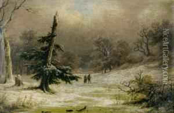 Verschneite Landschaft Mit Figuraler Staffage Oil Painting - Remigius Adriannus van Haanen