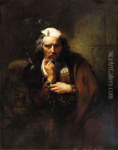Christopher Columbus in chains Oil Painting - Baron Gustave Wappers