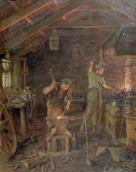 By Hammer and Hand all Arts doth Stand Oil Painting - William Banks Fortescue