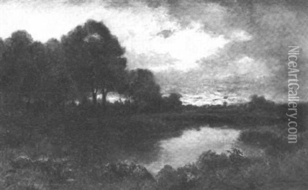 La Mare Au Crepuscule Oil Painting - Theodore Rousseau