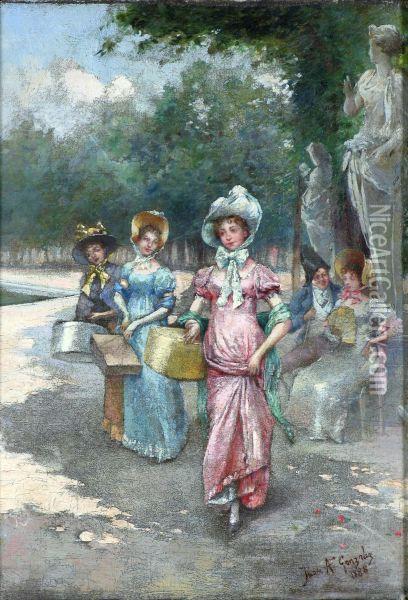 Firmado Y Fechado En 1888 Oil Painting - Juan Antonio Gonzales