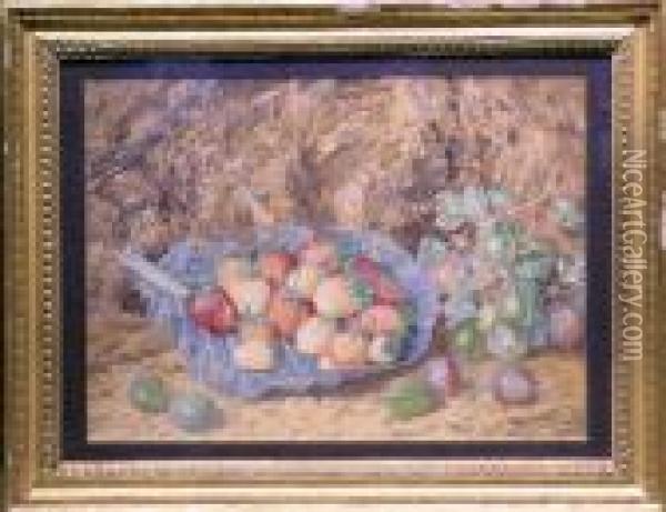 Strawberries And Gooseberries On A Bank Oil Painting - Thomas Collier