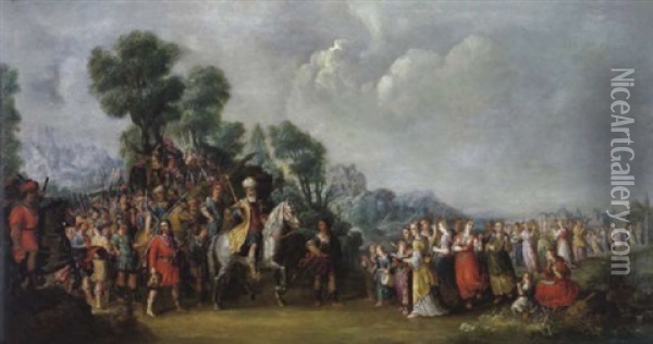 Der Triumph Davids Oil Painting - Jacob Matthias Weyer