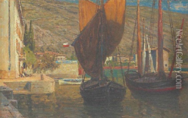 Hafen Von Torbole Oil Painting - Stefan Simoni
