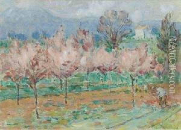 Peach Trees, Cagnes Oil Painting - John Peter Russell