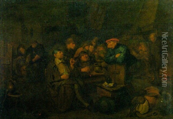 Bauern In Der Schenke Beim Rauchen Und In Lebhaftigem Gesprach Oil Painting - Egbert van Heemskerck the Younger