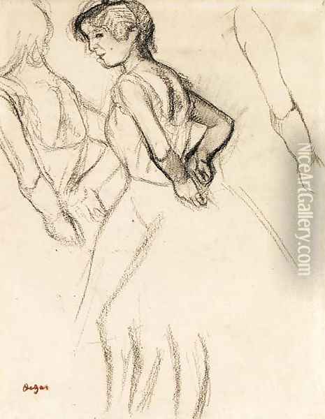 Danseuse rattachant son ceinture Oil Painting - Edgar Degas