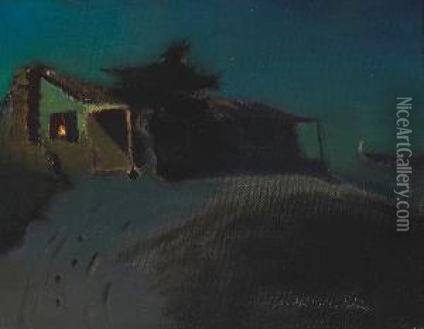An Adobe At Night Oil Painting - Charles Rollo Peters