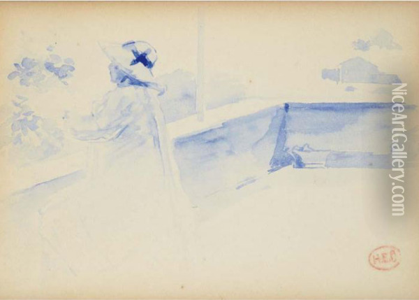 Coast Near Le Lavandou With Seated Women Oil Painting - Henri Edmond Cross